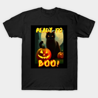 Cat and jack o lanterns T-Shirt